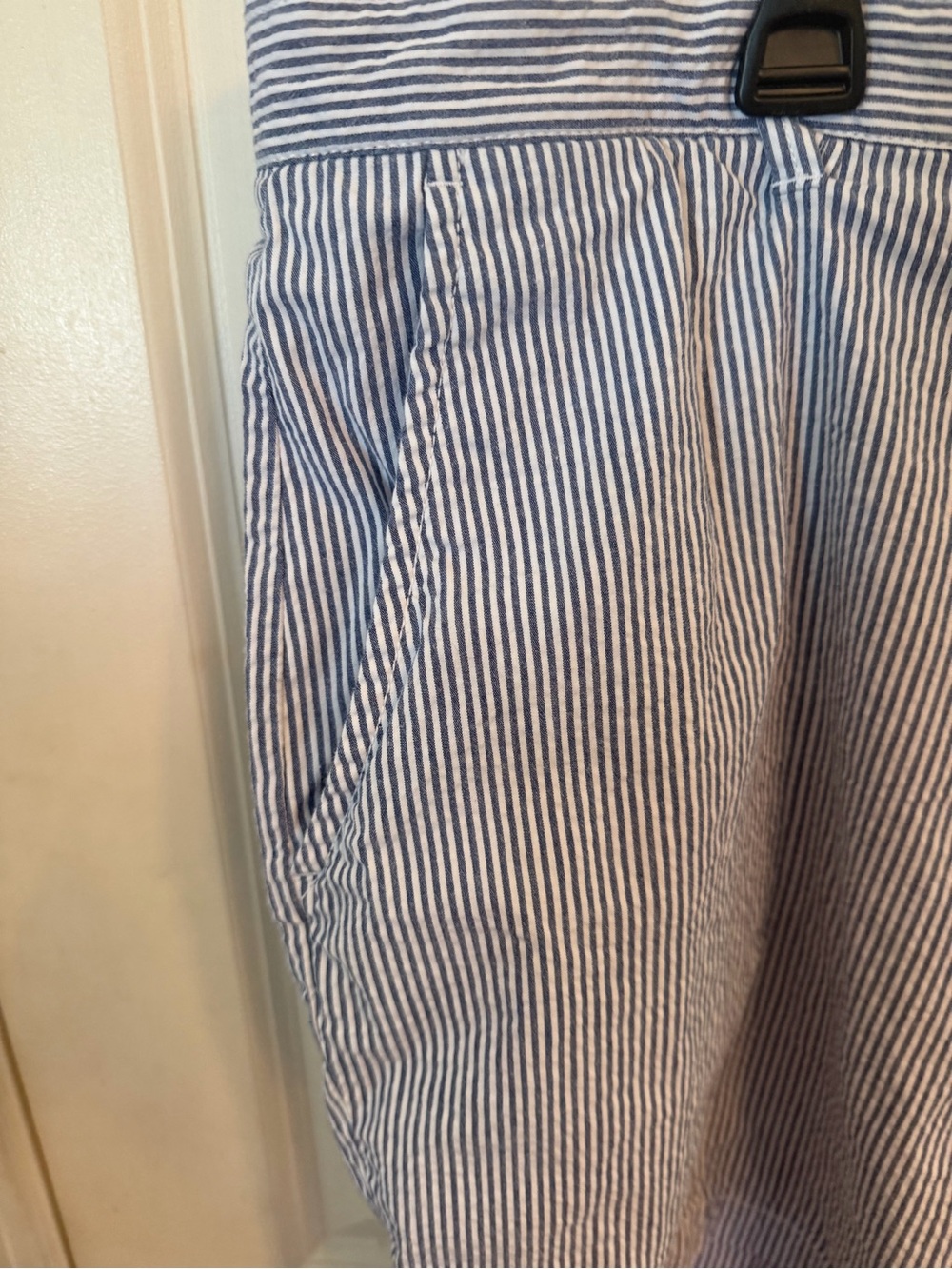 Men's Blue Pinstripe Cotton Shorts - Picture 4 of 10